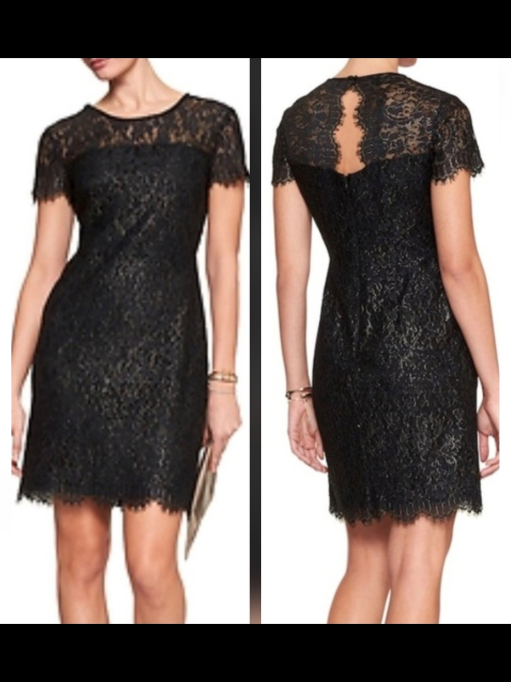 Elegant Black Lace Sheath Dress - Women's Cocktail Dress